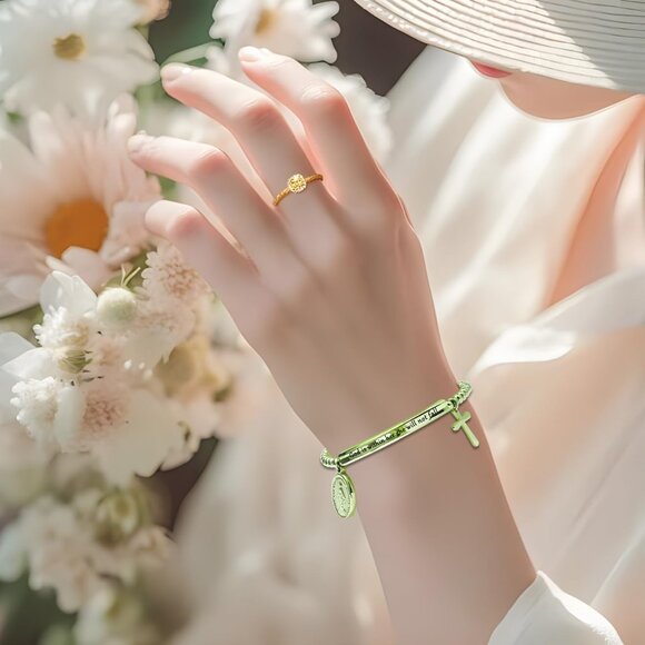 Elegant Stainless Steel Christian Bracelet for Women with Engraved Quote & Cross - Picture 6 of 7